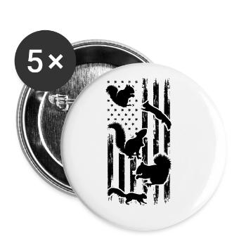 Squirrel US Flag Squirrel American - Buttons large 2.2''/56 mm (5-pack) - white - Front