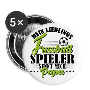 Fussball Spieler Papa - Buttons groß 56 mm (5er Pack) - Weiß - Vorne