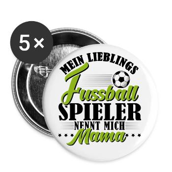 Fussball Spieler Mama - Buttons groß 56 mm (5er Pack) - Weiß - Vorne