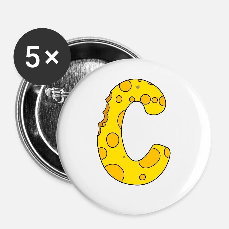 Buchstabe C - Buttons groß 56 mm (5er Pack) - Weiß