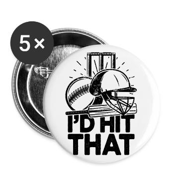 I'd Hit That Funny Cricket Cricketers - Buttons large 2.2''/56 mm (5-pack) - white - Front