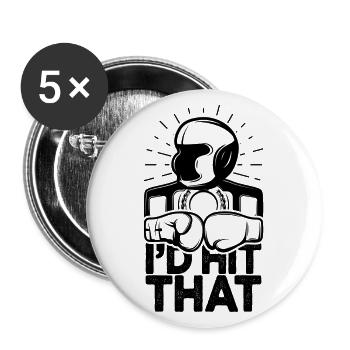 Ich würde diesen lustigen Box-Retro-Boxer treffen - Buttons groß 56 mm (5er Pack) - Weiß - Vorne
