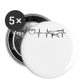Wal Heartbeat Heart Cute Wal Heartbeat Wal Fish - Buttons groß 56 mm (5er Pack) - Weiß - Vorne