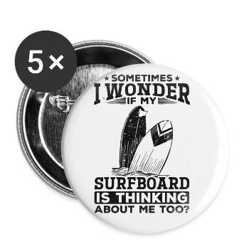 Surfing Water Sports Surfer Funny Surfer Surfboard - Buttons large 2.2''/56 mm (5-pack) - white - Front