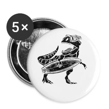 Surf Dinosaur Surfer - Lot de 5 grands badges (56 mm) - blanc - Devant