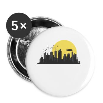 Skyline with Zeppelin Building City Outline - Buttons large 2.2''/56 mm (5-pack) - white - Front