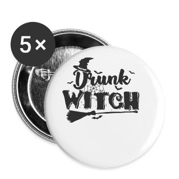 Drunk Witch Halloween Holiday Custom - Lot de 5 grands badges (56 mm) - blanc - Devant