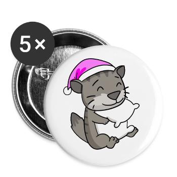 Katze Katzenrasse Sibirische Katze - Buttons groß 56 mm (5er Pack) - Weiß - Vorne
