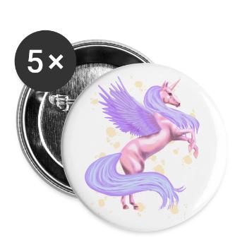 Licorne enchanteresse rose et violette - Lot de 5 grands badges (56 mm) - blanc - Devant