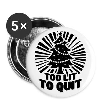 Weihnachtsbaum zu beleuchtet, um lustiges Weihnachtsgeschenk zu beenden - Buttons groß 56 mm (5er Pack) - Weiß - Vorne