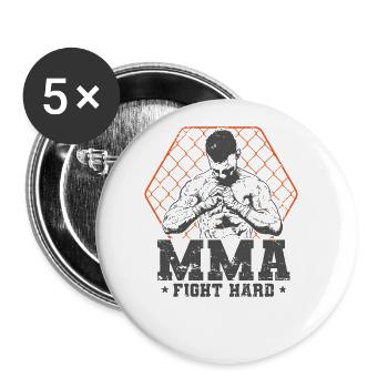 MMA Fight Hard Arts Martiaux Mixtes Kampf - Lot de 5 grands badges (56 mm) - blanc - Devant