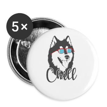 Chill dog with cool glasses Alaskan Malamute - Buttons large 2.2''/56 mm (5-pack) - white - Front