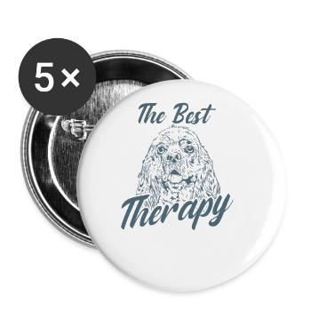 The Best Therapy Cockerspaniel Hund - Buttons groß 56 mm (5er Pack) - Weiß - Vorne