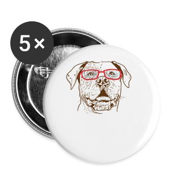 Bulldog avec des lunettes de soleil cool chien - Lot de 5 grands badges (56 mm) - blanc - Devant