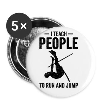Saut à la perche amusant - Lot de 5 grands badges (56 mm) - blanc - Devant