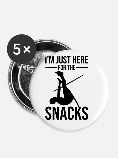 Lustiger Stabhochsprung Stabhochsprung - Buttons groß 56 mm (5er Pack) - Weiß