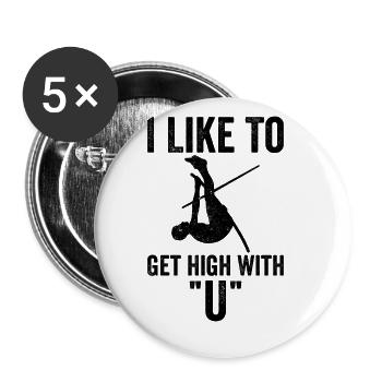 Lustiger Stabhochsprung Stabhochsprung - Buttons groß 56 mm (5er Pack) - Weiß - Vorne