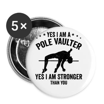 Stabhochsprung - Buttons groß 56 mm (5er Pack) - Weiß - Vorne
