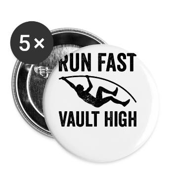 Lustiger Stabhochsprung Stabhochsprung - Buttons groß 56 mm (5er Pack) - Weiß - Vorne