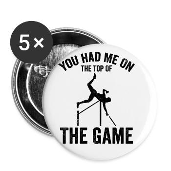 Lustiger Stabhochsprung Stabhochsprung - Buttons groß 56 mm (5er Pack) - Weiß - Vorne