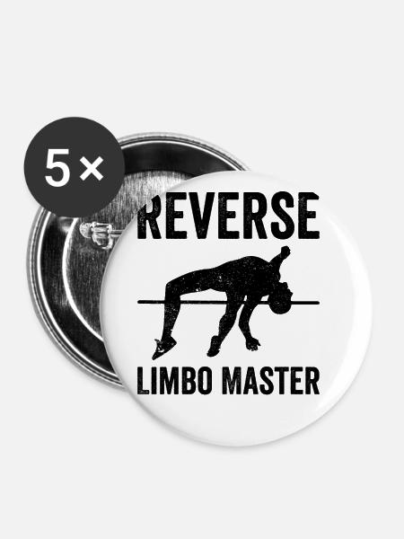 Lustiger Stabhochsprung Stabhochsprung - Buttons groß 56 mm (5er Pack) - Weiß