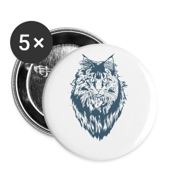 Maine Coon Cat Pet Cat Fur - Buttons large 2.2''/56 mm (5-pack) - white - Front