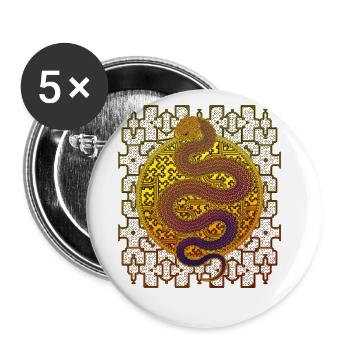 Shipibo Conibo Pattern Ayahuaska Snake - Buttons large 2.2''/56 mm (5-pack) - white - Front