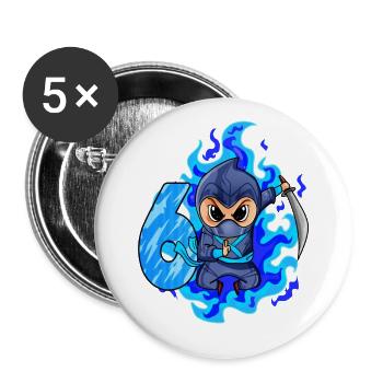 6. Geburtstag Junge 6 Jahre alt Ninja - Buttons groß 56 mm (5er Pack) - Weiß - Vorne