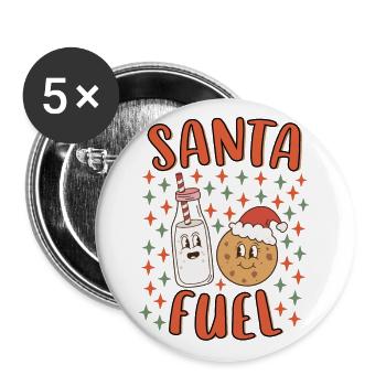 Santa Claus Fuel Festive Funny Christmas Milk And - Buttons large 2.2''/56 mm (5-pack) - white - Front