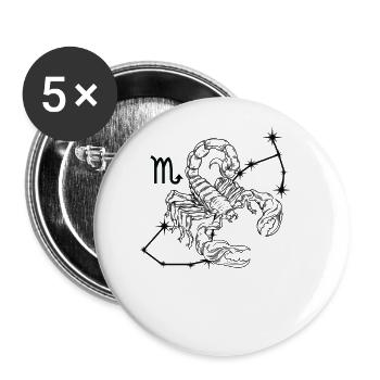 Signe du zodiaque Scorpion Octobre Novembre - Lot de 5 grands badges (56 mm) - blanc - Devant