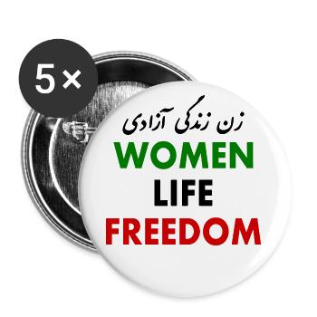 Women life freedom - Lot de 5 grands badges (56 mm) - blanc - Devant