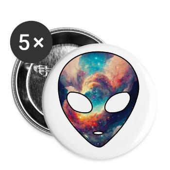 Kosmischer Alienkopf Nebel Galaxie Weltraum - Buttons groß 56 mm (5er Pack) - Weiß - Vorne