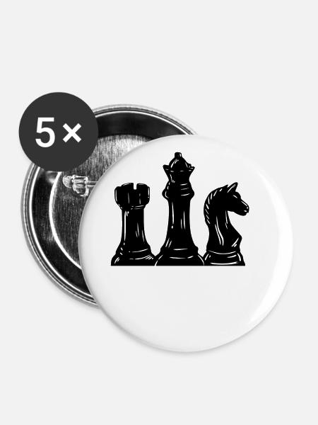 Schachspieler - Buttons groß 56 mm (5er Pack) - Weiß