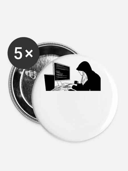 Programmierer Programmierung Kodierung - Buttons groß 56 mm (5er Pack) - Weiß