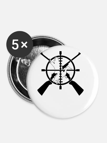 Entenjagd Entenjäger - Buttons groß 56 mm (5er Pack) - Weiß