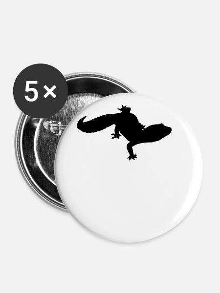 Leopardgecko - Buttons groß 56 mm (5er Pack) - Weiß