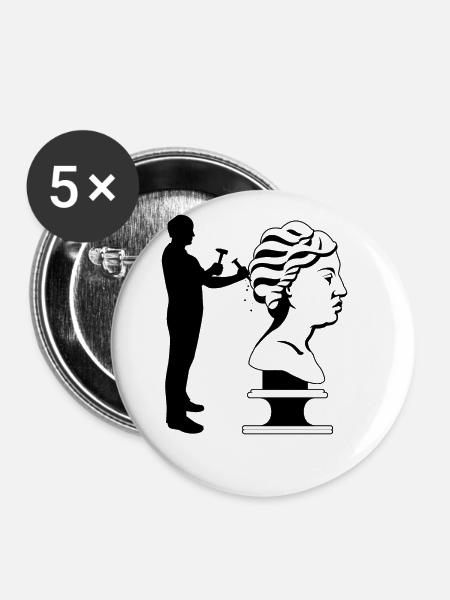 Bildhauerei Bildhauer - Buttons groß 56 mm (5er Pack) - Weiß