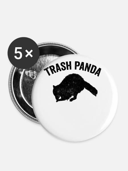 Lustiger Waschbär-Müll-Panda - Buttons groß 56 mm (5er Pack) - Weiß