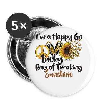 J’ai de la chance Ray Of Freaking Sunshine - Lot de 5 grands badges (56 mm) - blanc - Devant