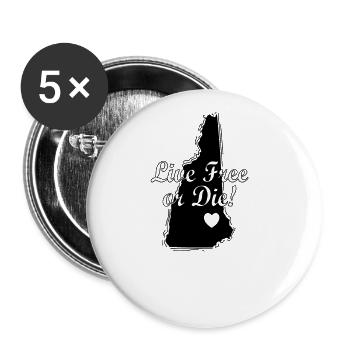 New Hampshire Live Free or The USA America - Buttons large 2.2''/56 mm (5-pack) - white - Front