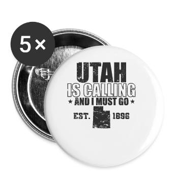 Utah is calling and I must go Est. 1896 USA - Buttons large 2.2''/56 mm (5-pack) - white - Front