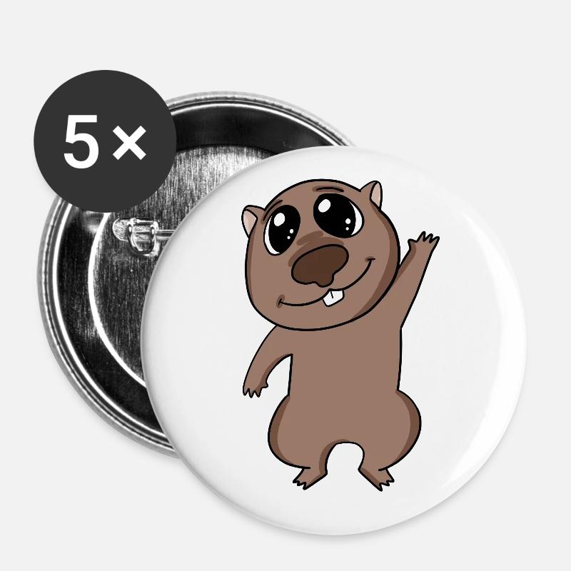 Wombat Wombats - Buttons large 2.2''/56 mm (5-pack) - white