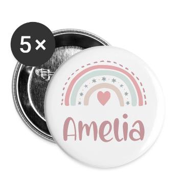 Amelia Name Rainbow - Buttons large 2.2''/56 mm (5-pack) - white - Front