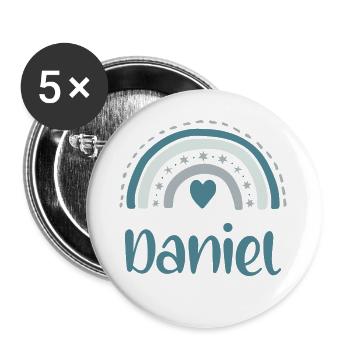 Daniel Nom Arc-en-ciel - Lot de 5 grands badges (56 mm) - blanc - Devant