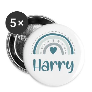 Harry Name Rainbow - Buttons large 2.2''/56 mm (5-pack) - white - Front