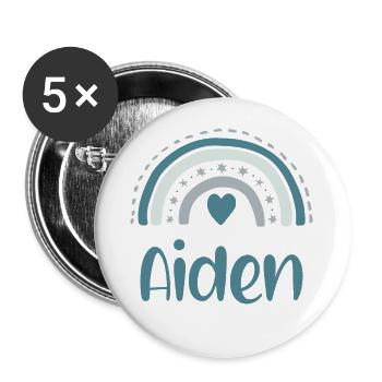 Aiden Name Rainbow - Buttons large 2.2''/56 mm (5-pack) - white - Front