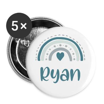 Ryan Name Rainbow - Buttons groß 56 mm (5er Pack) - Weiß - Vorne