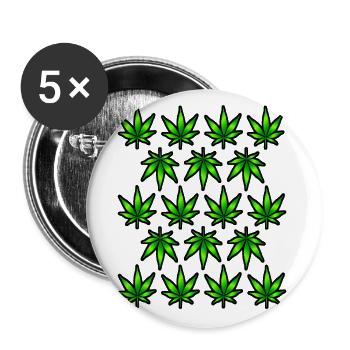 Cannabis - Lot de 5 grands badges (56 mm) - blanc - Devant