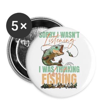 I Fish So I Don't Choke People Dishing - Buttons large 2.2''/56 mm (5-pack) - white - Front