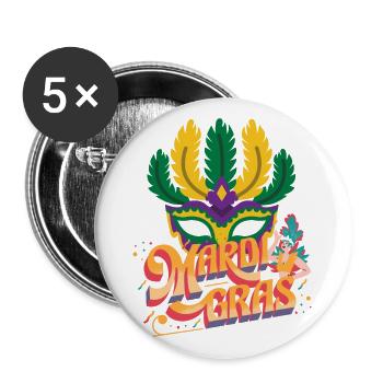 MARDI GRAS FESTIVAL - Lot de 5 grands badges (56 mm) - blanc - Devant